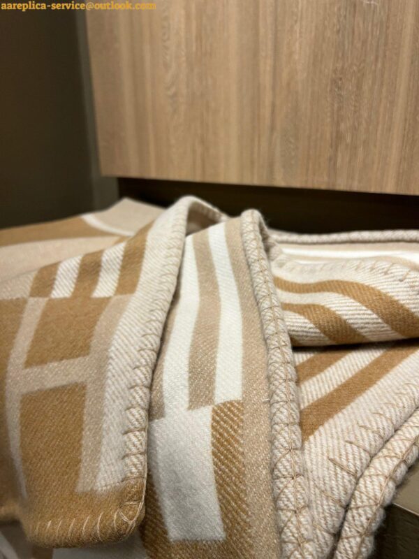 Replica Hermes Ithaque Blanket in Beige Wool and Cashmere 6