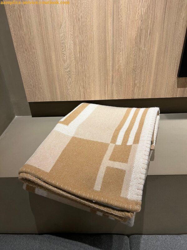 Replica Hermes Ithaque Blanket in Beige Wool and Cashmere 7