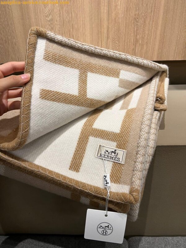 Replica Hermes Ithaque Blanket in Beige Wool and Cashmere 9