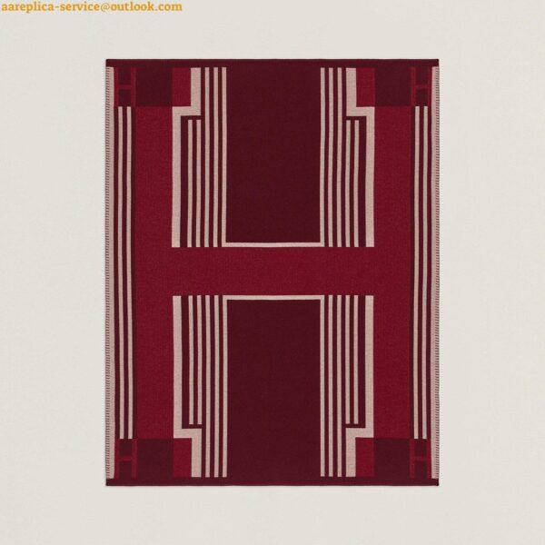 Replica Hermes Ithaque Blanket in Bordeaux Wool and Cashmere 3