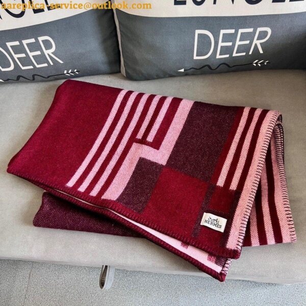 Replica Hermes Ithaque Blanket in Bordeaux Wool and Cashmere 4