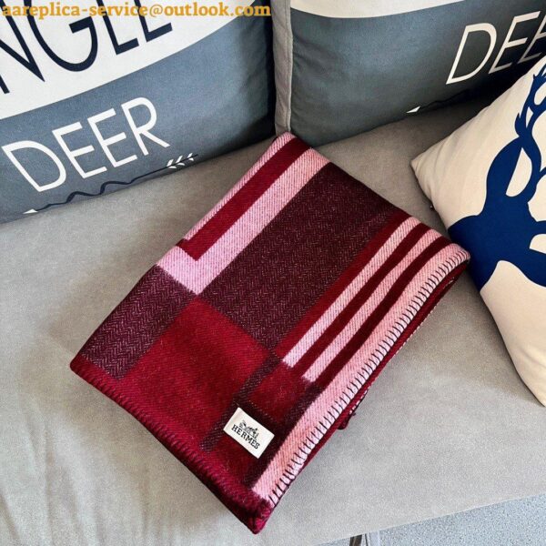 Replica Hermes Ithaque Blanket in Bordeaux Wool and Cashmere 5