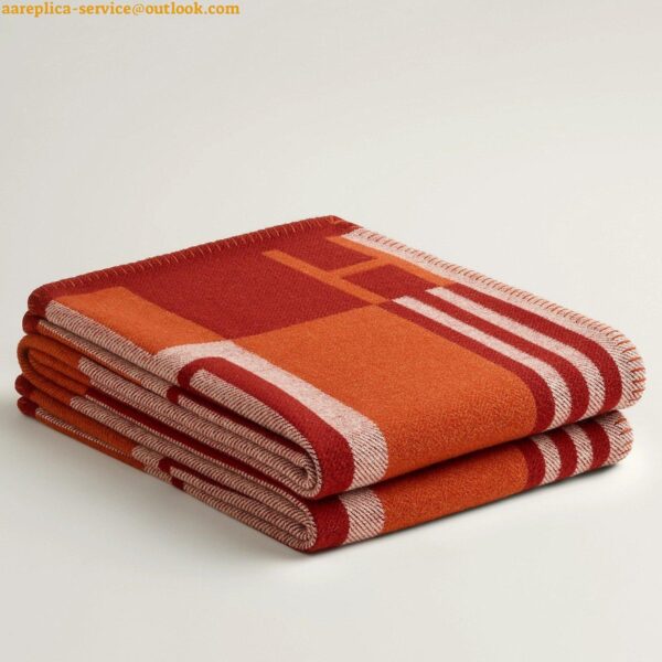 Replica Hermes Ithaque Blanket in Cuivre Wool and Cashmere 5