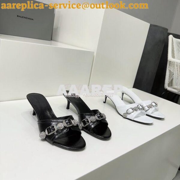 Replica Balenciaga Cagole 70mm Sandal In Arena Lambskin with Crystals 4