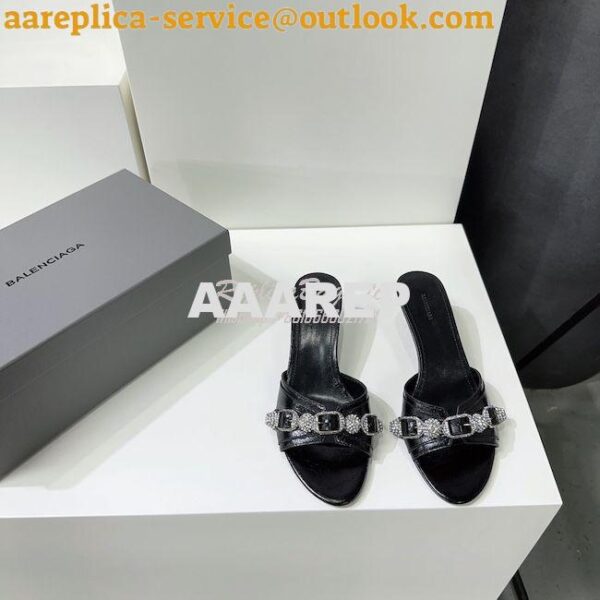 Replica Balenciaga Cagole 70mm Sandal In Arena Lambskin with Crystals 5