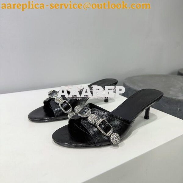 Replica Balenciaga Cagole 70mm Sandal In Arena Lambskin with Crystals 11