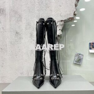 Replica Balenciaga Cagole 90mm Boot Arena lambskin 694395 Black 2