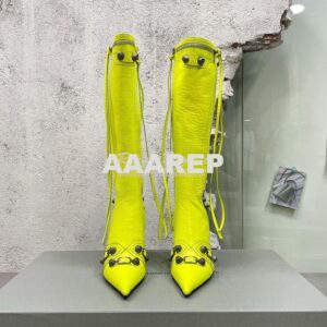 Replica Balenciaga Cagole 90mm Boot Arena lambskin 694395 Neon Yellow 2