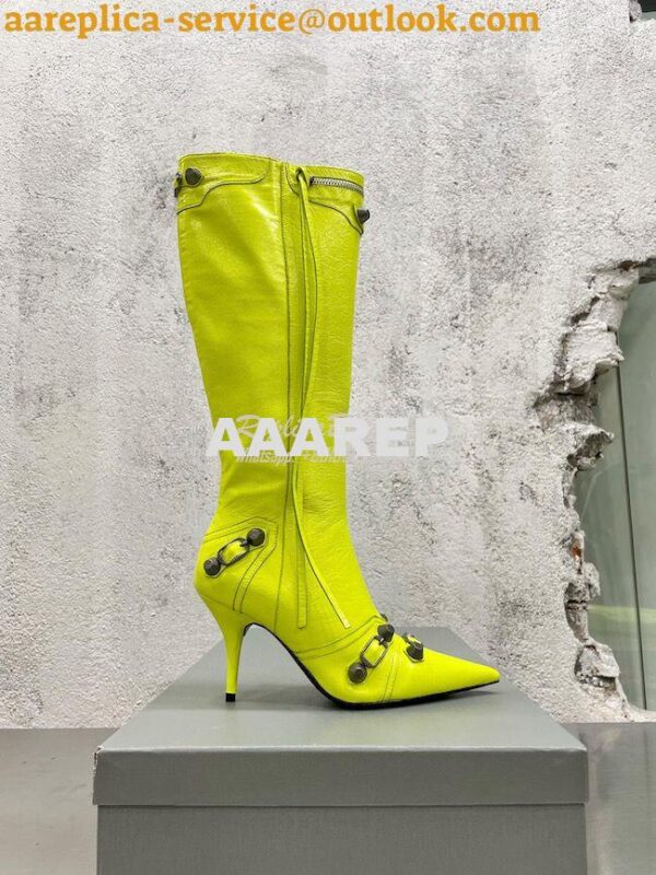 Replica Balenciaga Cagole 90mm Boot Arena lambskin 694395 Neon Yellow 5