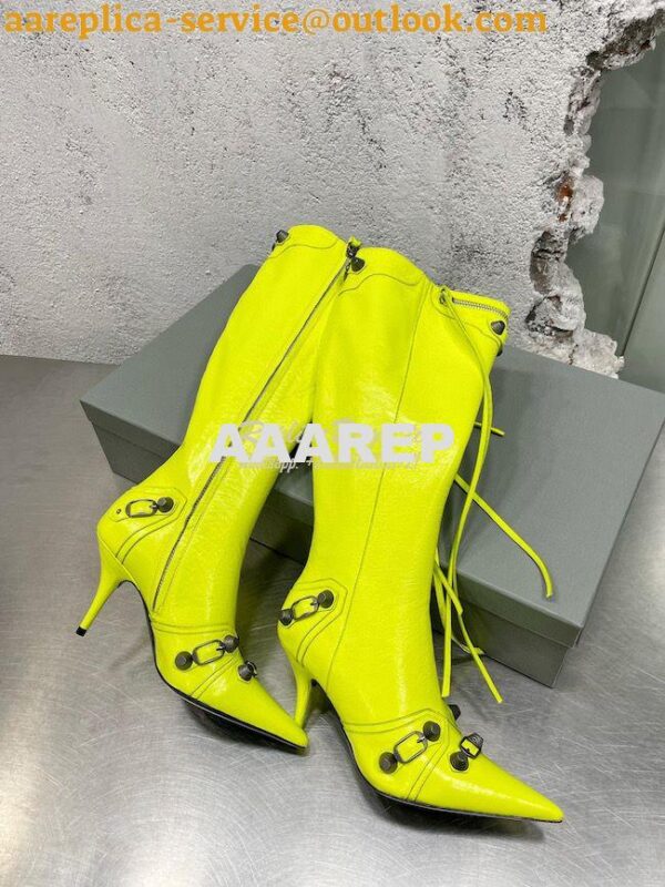 Replica Balenciaga Cagole 90mm Boot Arena lambskin 694395 Neon Yellow 7