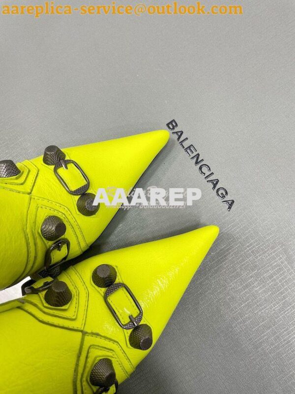 Replica Balenciaga Cagole 90mm Boot Arena lambskin 694395 Neon Yellow 8