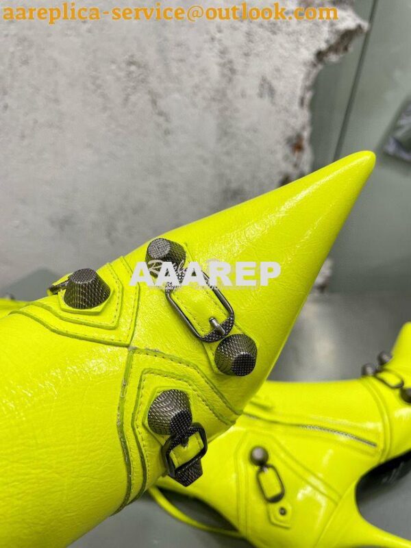 Replica Balenciaga Cagole 90mm Boot Arena lambskin 694395 Neon Yellow 9