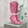 Replica Balenciaga Cagole 90mm Boot Arena lambskin 694395 Neon Yellow