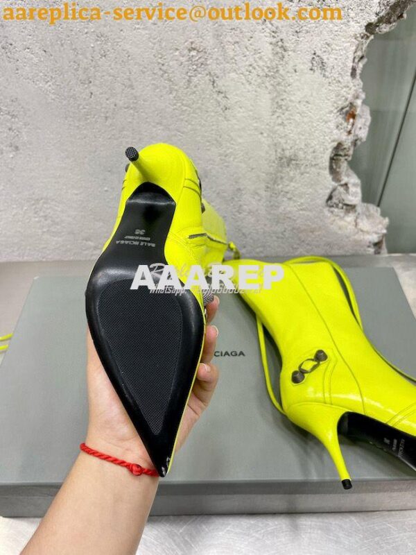 Replica Balenciaga Cagole 90mm Boot Arena lambskin 694395 Neon Yellow 11