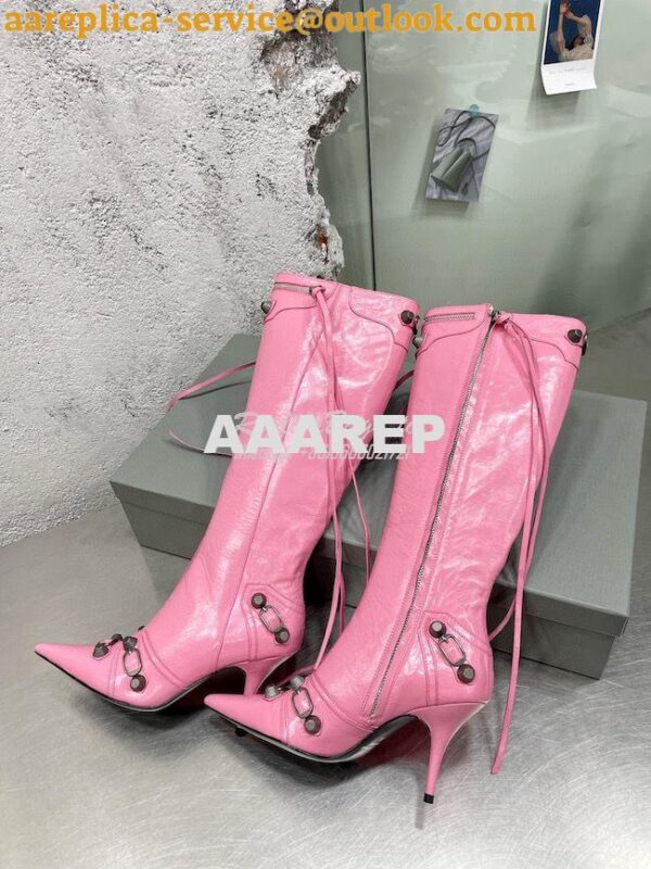 Replica Balenciaga Cagole 90mm Boot Arena lambskin 694395 Pink 7