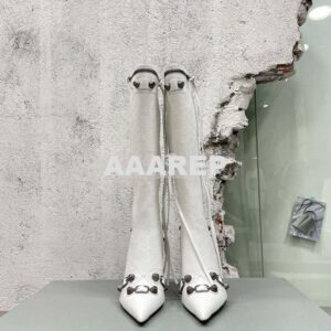 Replica Balenciaga Cagole 90mm Boot Arena lambskin 694395 white