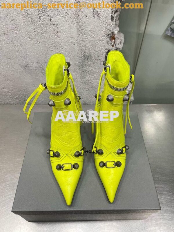 Replica Balenciaga Cagole 90mm Bootie Arena Lambskin 694379 Neon Yello 4