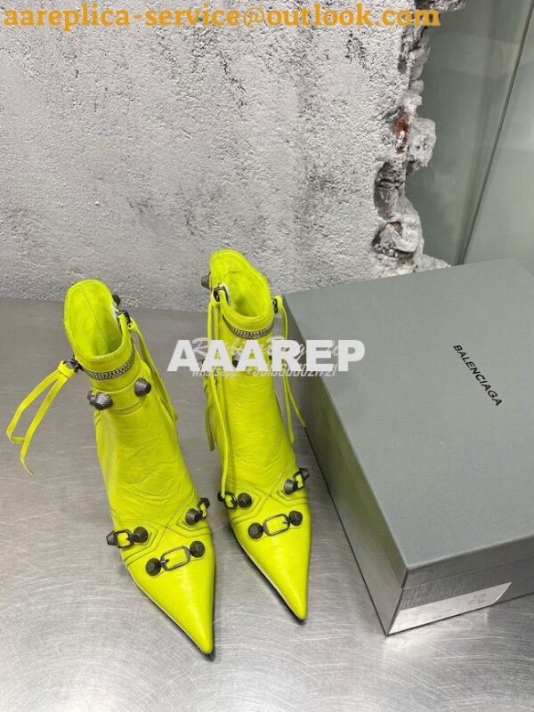 Replica Balenciaga Cagole 90mm Bootie Arena Lambskin 694379 Neon Yello 7