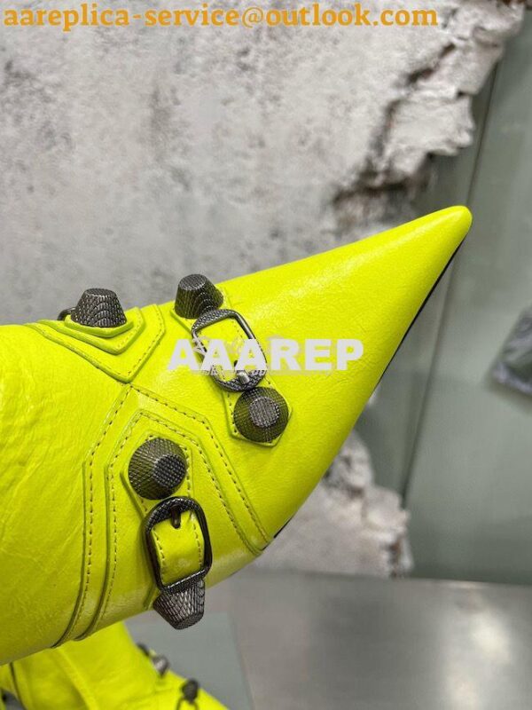 Replica Balenciaga Cagole 90mm Bootie Arena Lambskin 694379 Neon Yello 9