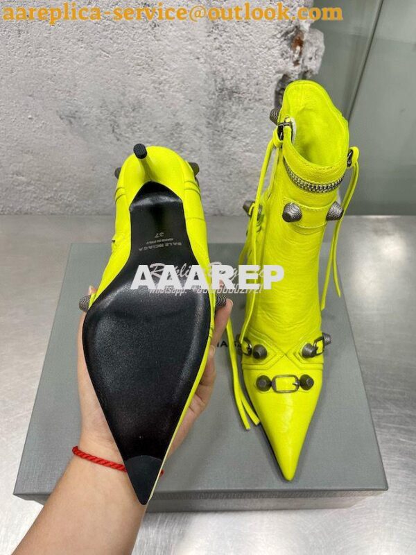 Replica Balenciaga Cagole 90mm Bootie Arena Lambskin 694379 Neon Yello 11