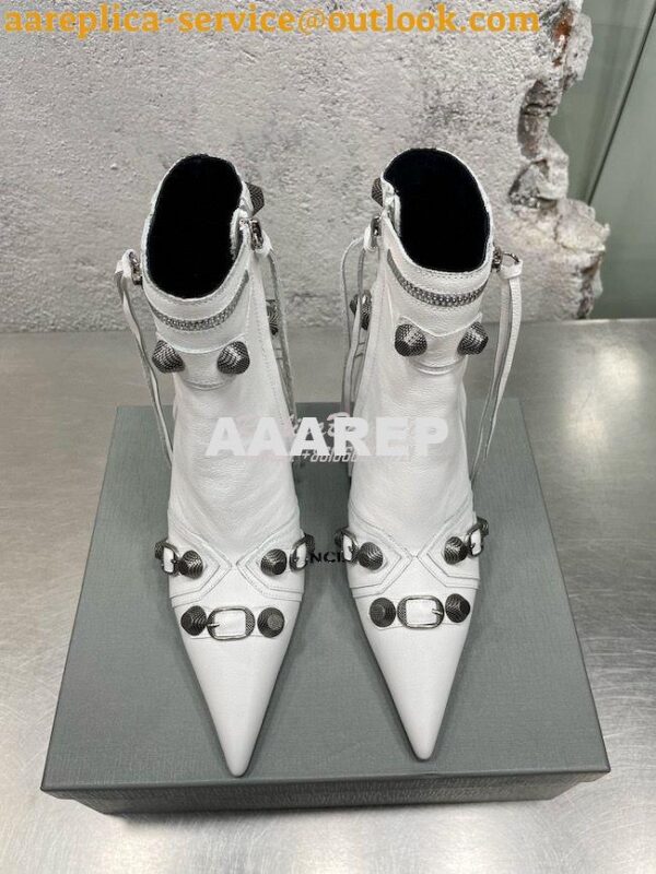 Replica Balenciaga Cagole 90mm Bootie Arena Lambskin 694379 White 4