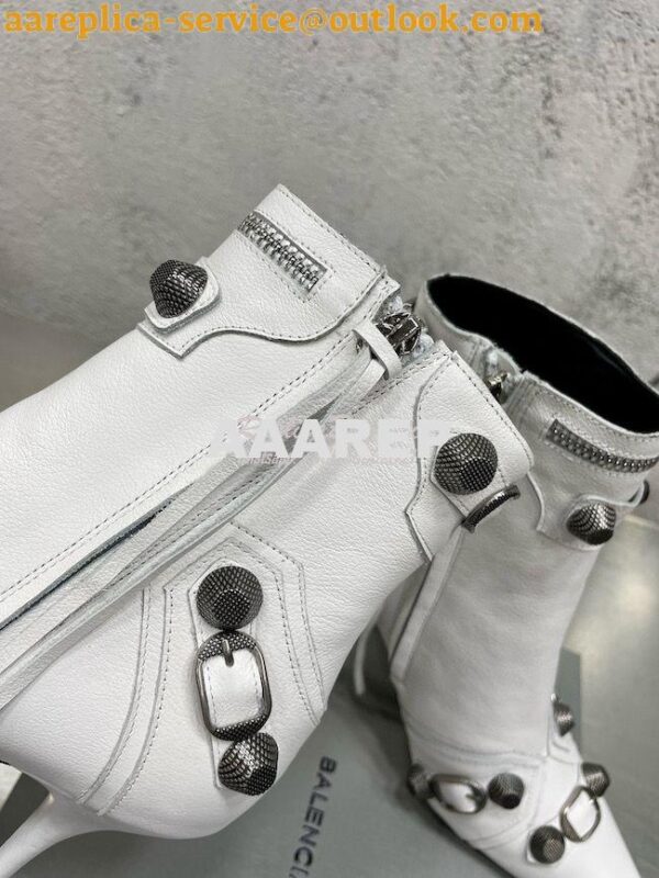 Replica Balenciaga Cagole 90mm Bootie Arena Lambskin 694379 White 10