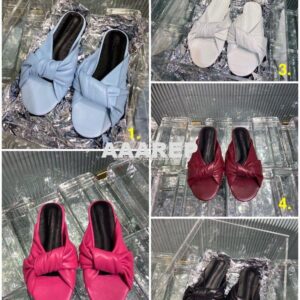 Replica Balenciaga Drappy Padded Leather Mules 638250