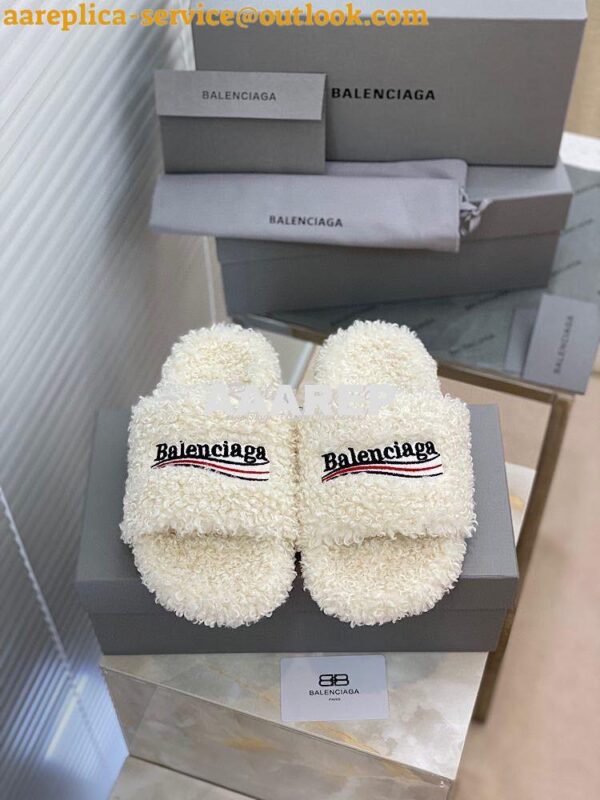 Replica Balenciaga Men Female Furry Shearling Slide Sandal 654747 8