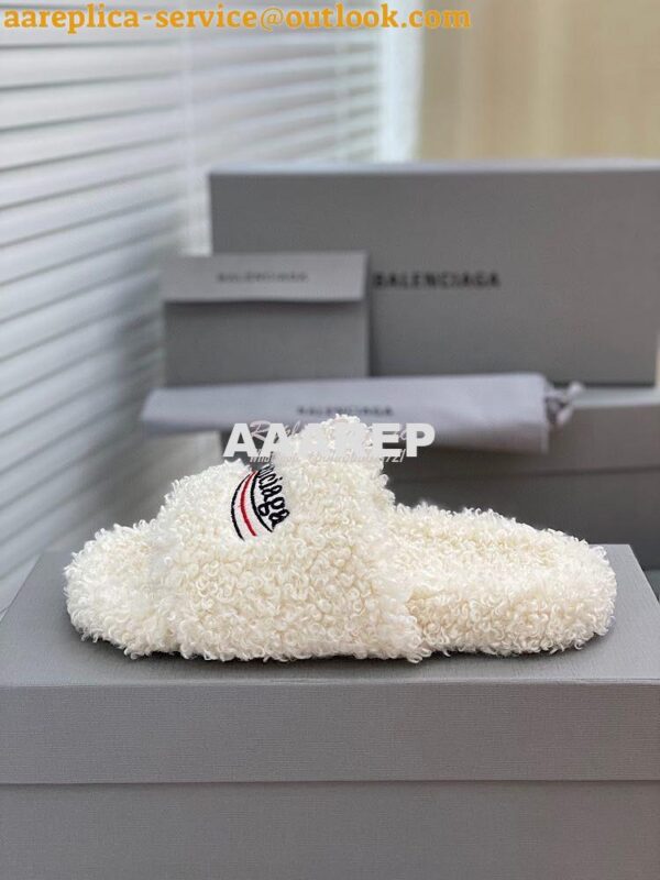 Replica Balenciaga Men Female Furry Shearling Slide Sandal 654747 11