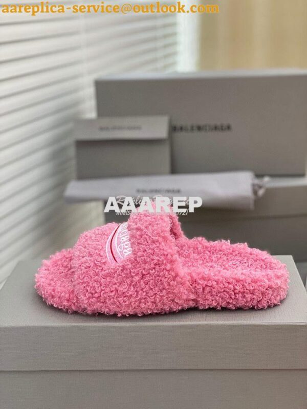 Replica Balenciaga Men Female Furry Shearling Slide Sandal 654747 19