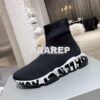 Replica Balenciaga Men Female Speed Graffiti Sneaker 645334 White Red 2