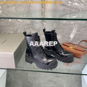 Replica Balenciaga Women's Strike 20mm Lace-up Boot In Black 590974 2