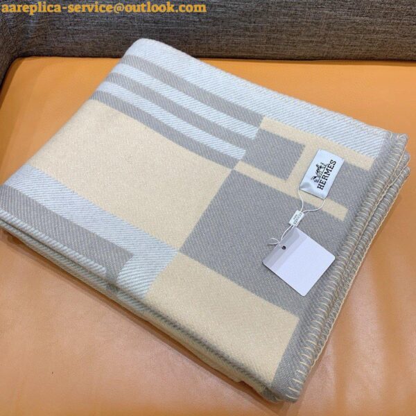 Replica Hermes Ithaque Blanket in Grey Wool and Cashmere 7