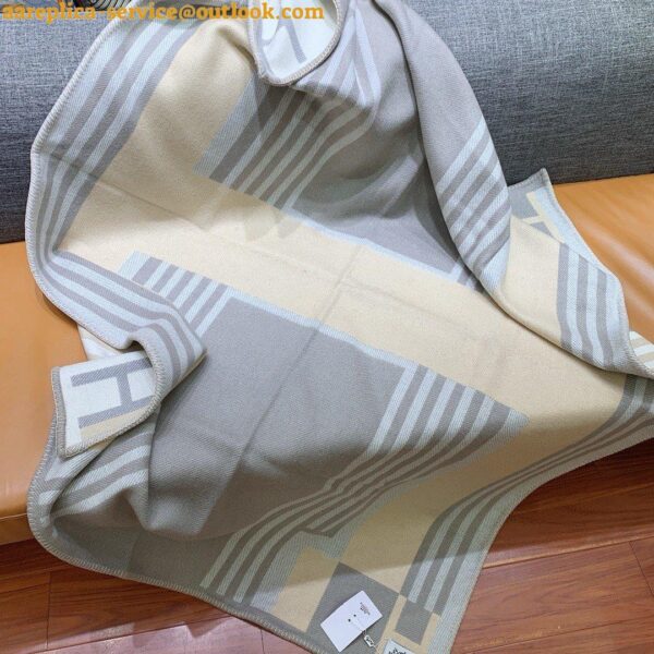 Replica Hermes Ithaque Blanket in Grey Wool and Cashmere 8