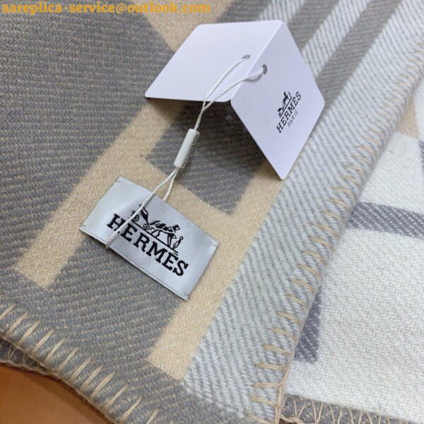 Replica Hermes Ithaque Blanket in Grey Wool and Cashmere 10