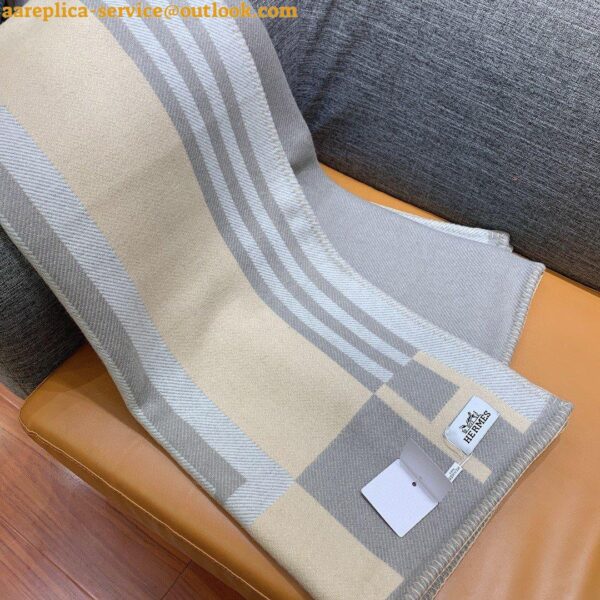 Replica Hermes Ithaque Blanket in Grey Wool and Cashmere 11