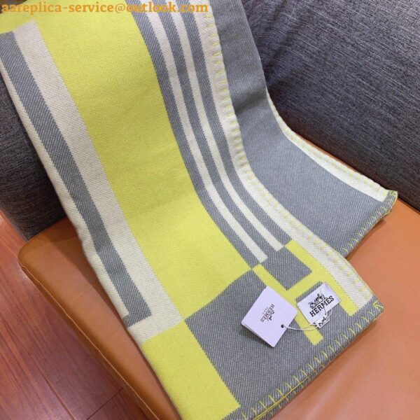 Replica Hermes Ithaque Blanket in Tilleul Wool and Cashmere 8