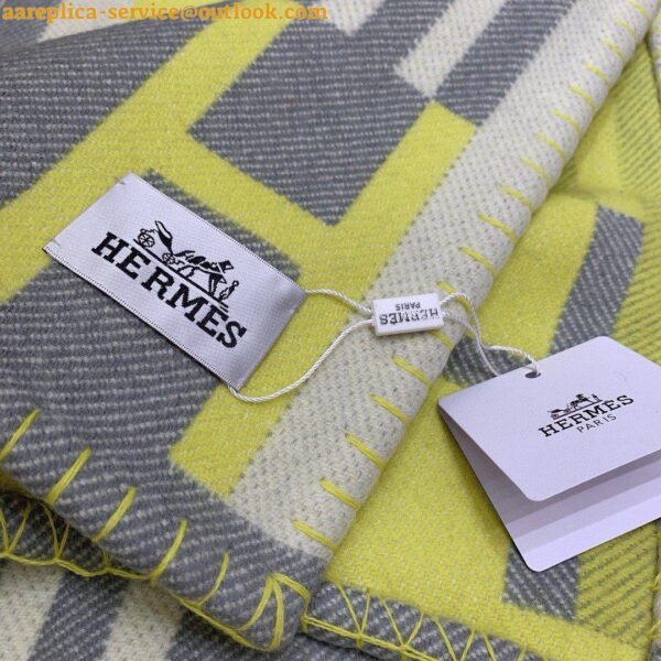 Replica Hermes Ithaque Blanket in Tilleul Wool and Cashmere 9