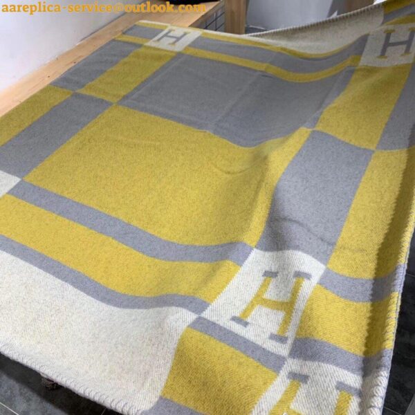 Replica Hermes Jaune Avalon Bayadere Throw Blanket 9