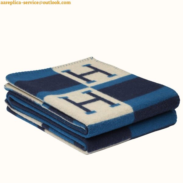 Replica Hermes Marine Avalon Bayadere Throw Blanket 3