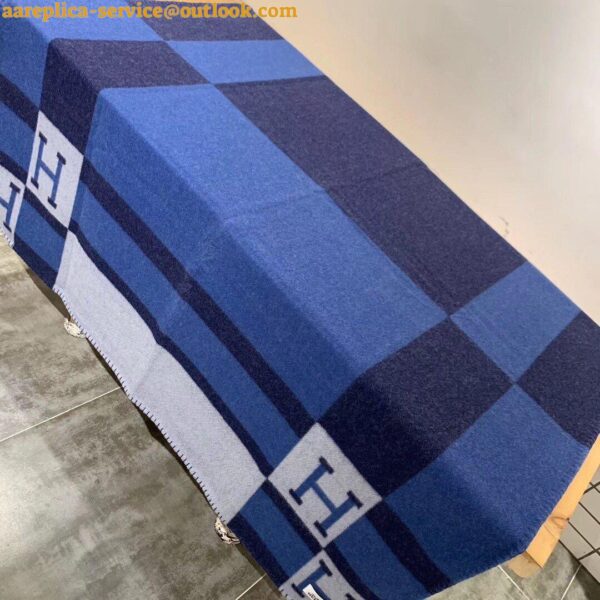 Replica Hermes Marine Avalon Bayadere Throw Blanket 6