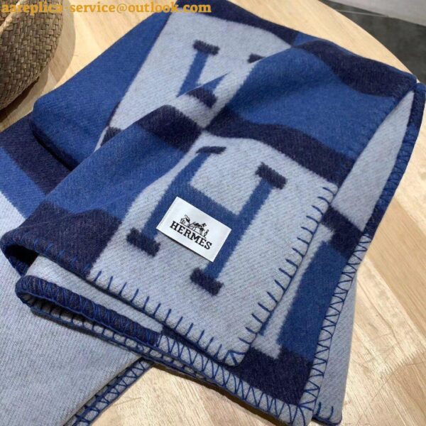 Replica Hermes Marine Avalon Bayadere Throw Blanket 7