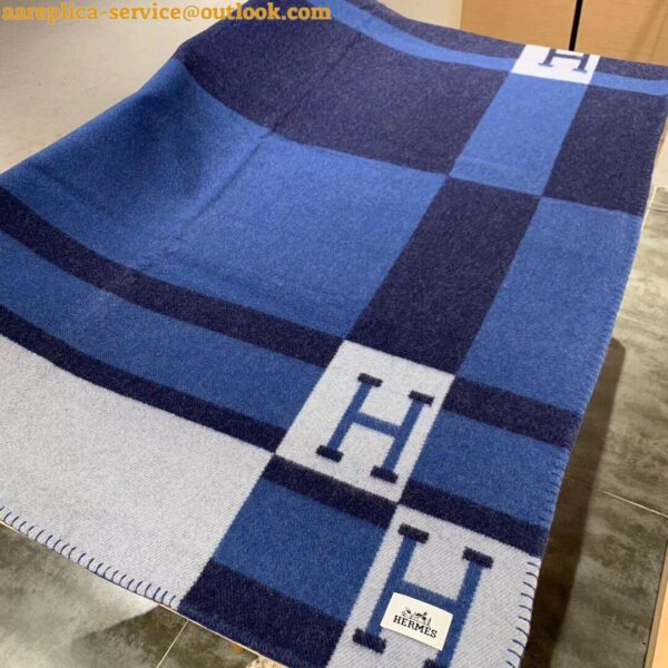 Replica Hermes Marine Avalon Bayadere Throw Blanket 8