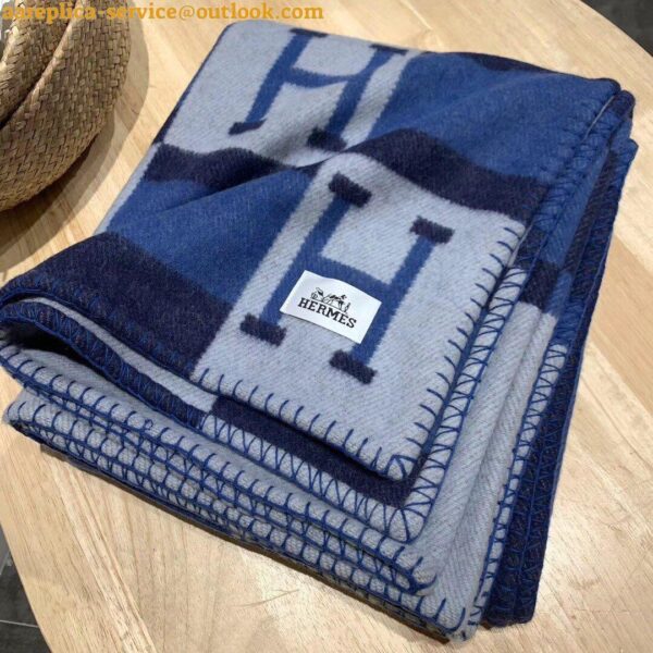 Replica Hermes Marine Avalon Bayadere Throw Blanket 9