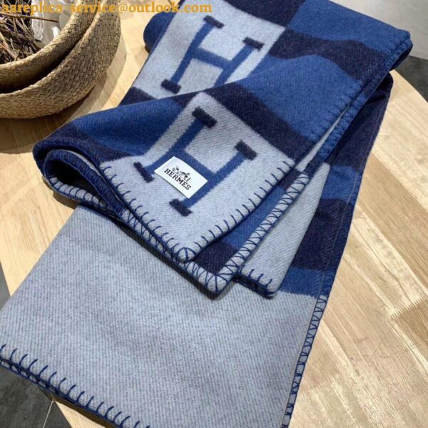 Replica Hermes Marine Avalon Bayadere Throw Blanket 10