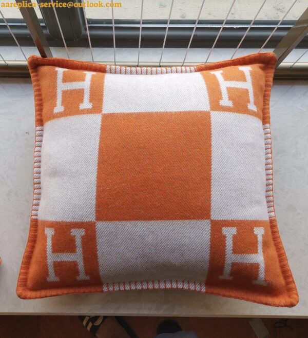 Replica Hermes Orange Small Avalon Pillow Cover 5