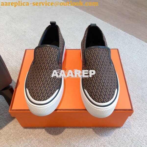 Replica Hermes Men Gliss Sneaker "H en Biais" denim And Calfskin H2317 19