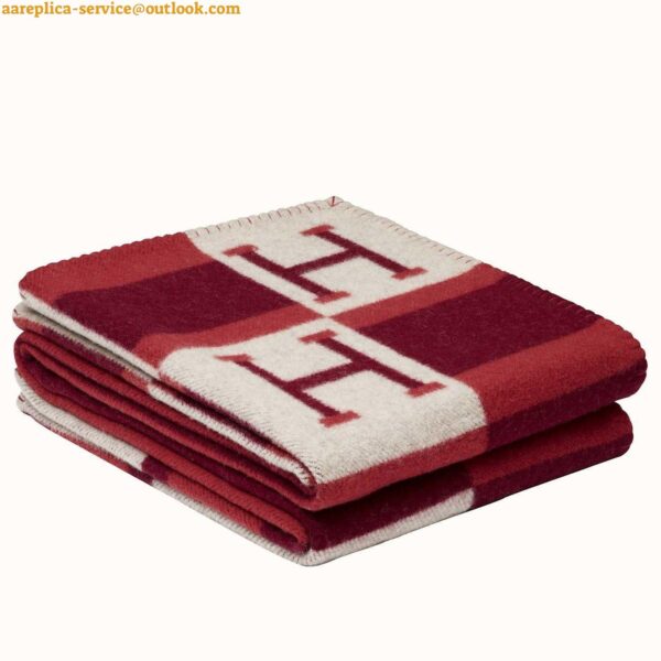 Replica Hermes Rouge Avalon Bayadere Throw Blanket 2