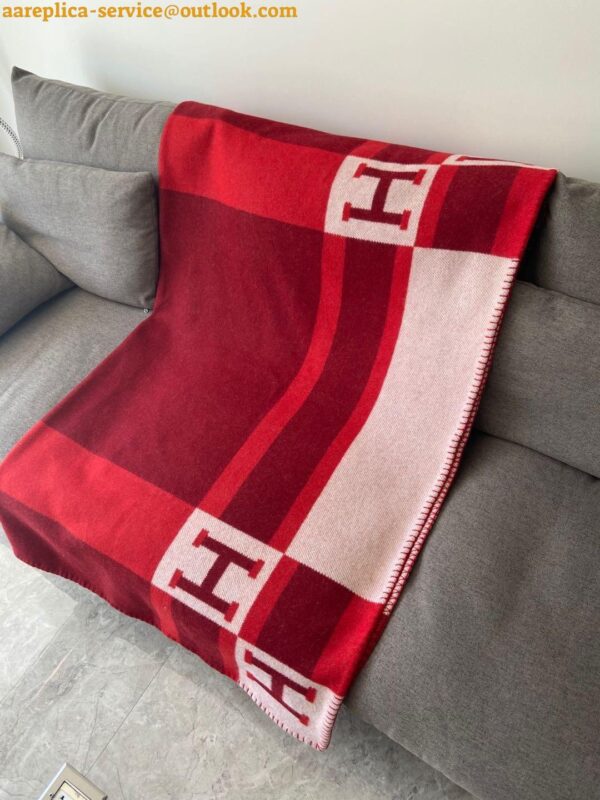 Replica Hermes Rouge Avalon Bayadere Throw Blanket 4