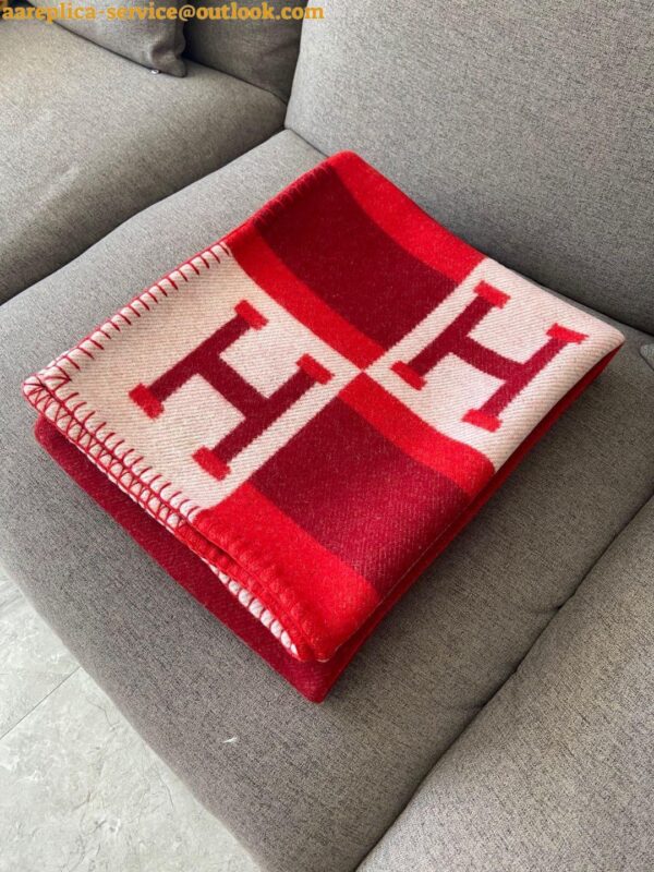 Replica Hermes Rouge Avalon Bayadere Throw Blanket 4